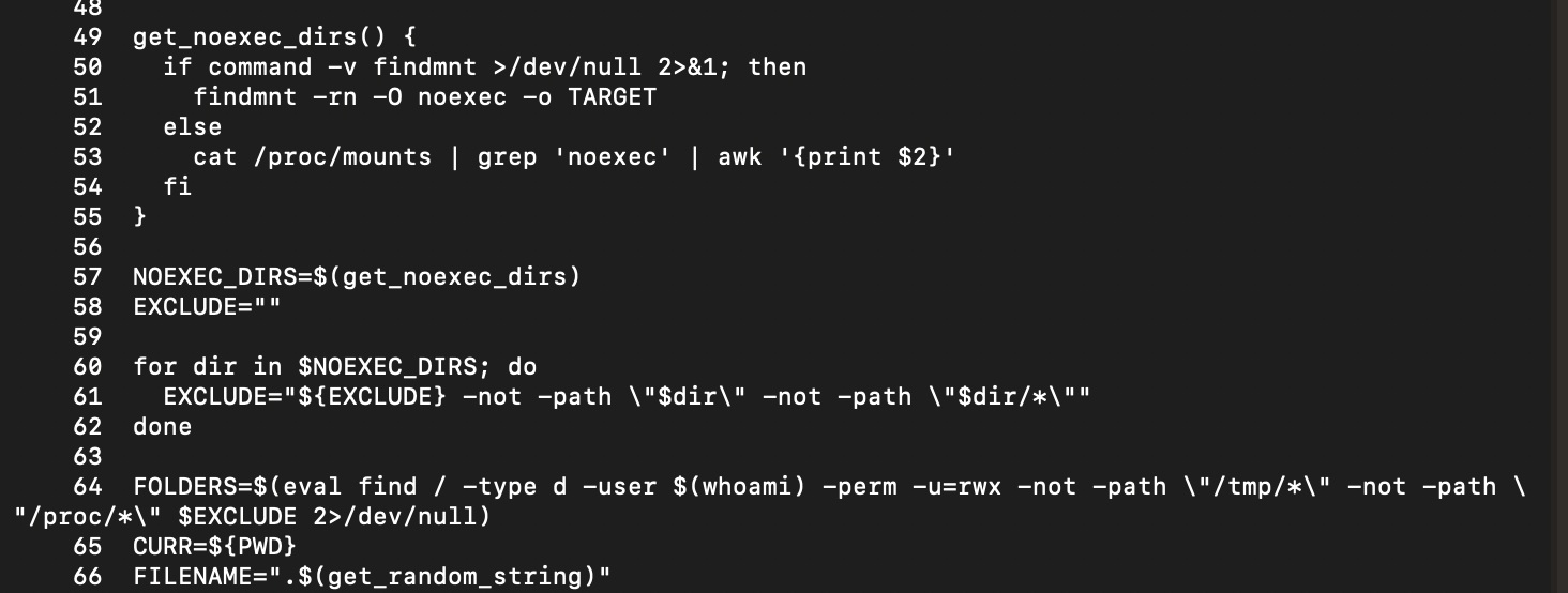 Setup script searching for writable executable directories while avoiding noexec mounts